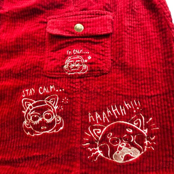 Disney Turning Red Panda Womens 3XL Corduroy Mini Skirt Embroidery Snap Front - Picture 6 of 12
